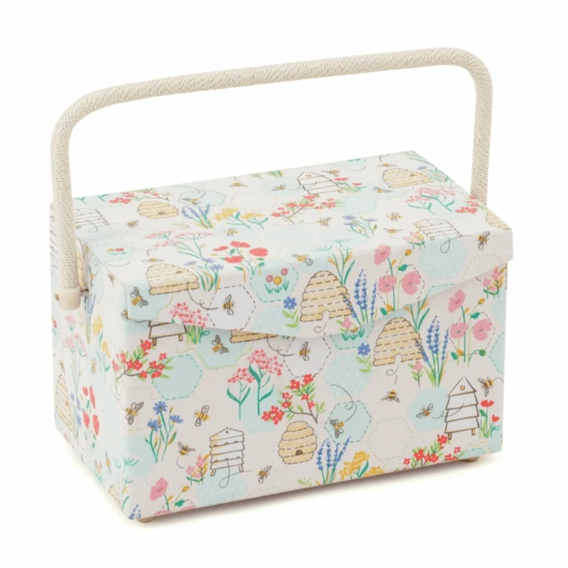 Bee Sewing Box with Fold Over Lid - Medium